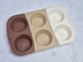 Molde silicona tricolor marron 6 muffins